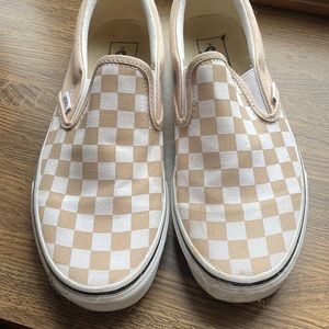 Worn 1 time tan checker vans